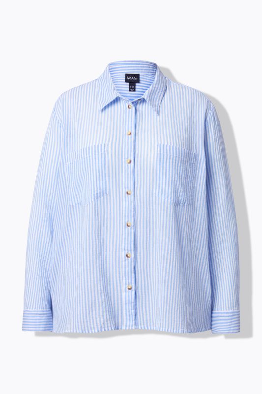 Chemisier rayé en crêpe, manches longues et col chemise