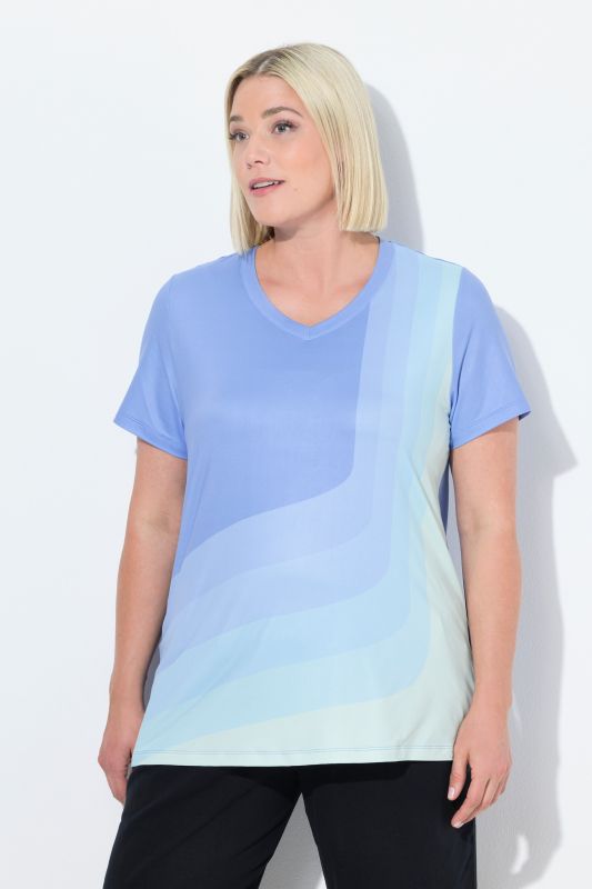 T-shirt de yoga, manches courtes et décolleté en V, ruban et fronces dans le dos