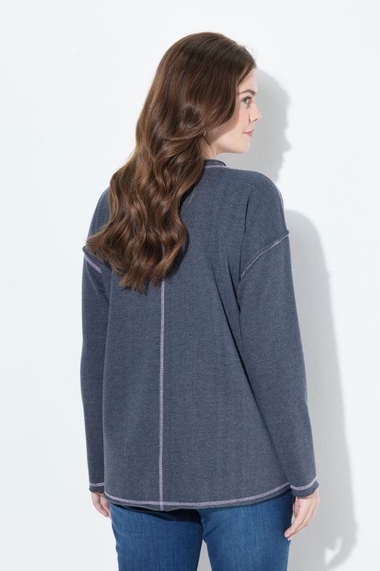 Sweat-shirt imprimé Houston, col en V et manches longues, bords roulottés