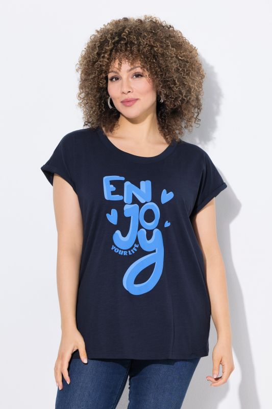 T-shirt oversize, imprimé Enjoy, décolleté rond et manches courtes