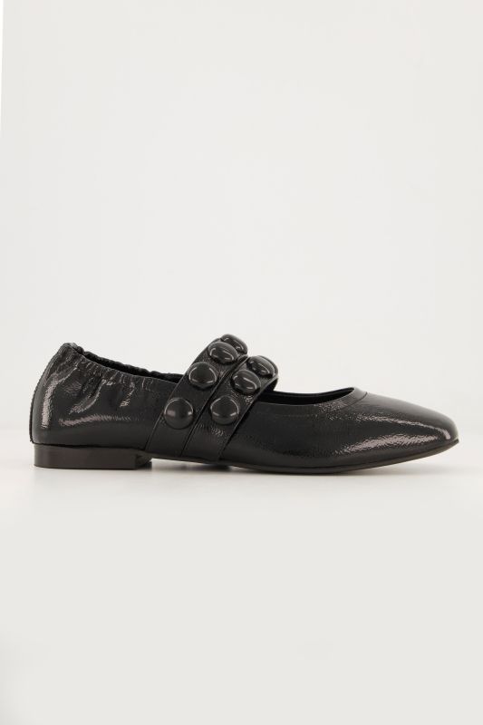 Ballerines en cuir d'agneau nappa, boules fantaisie - largeur H