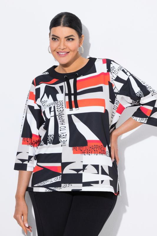 Sweat-shirt point de Rome, col rond et manches 3/4