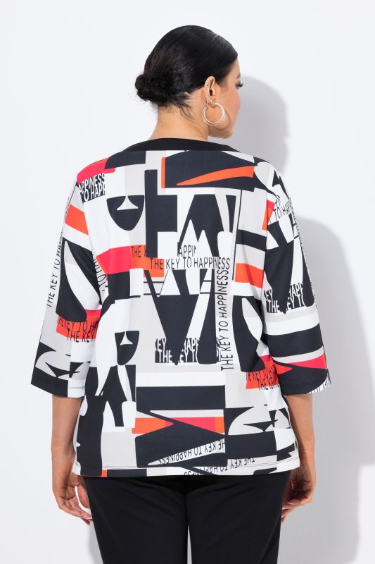 Sweat-shirt point de Rome, col rond et manches 3/4