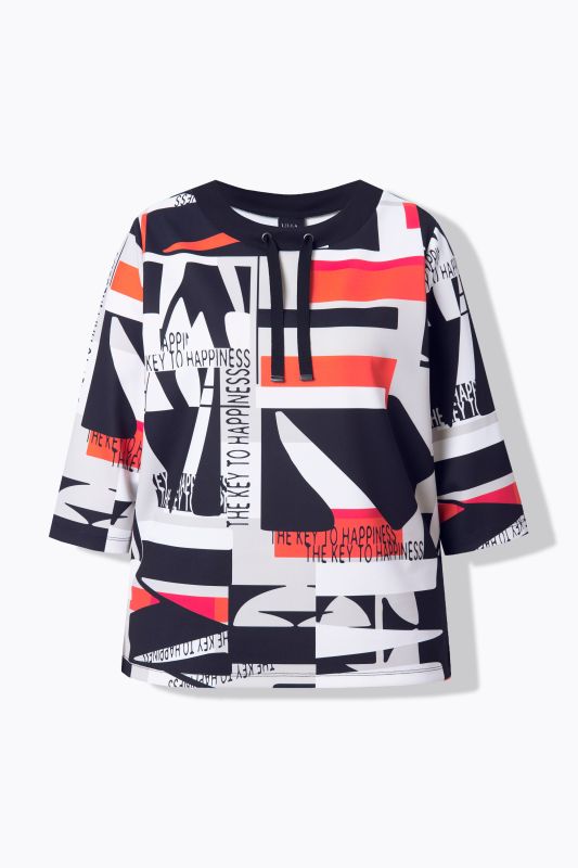 Sweat-shirt point de Rome, col rond et manches 3/4
