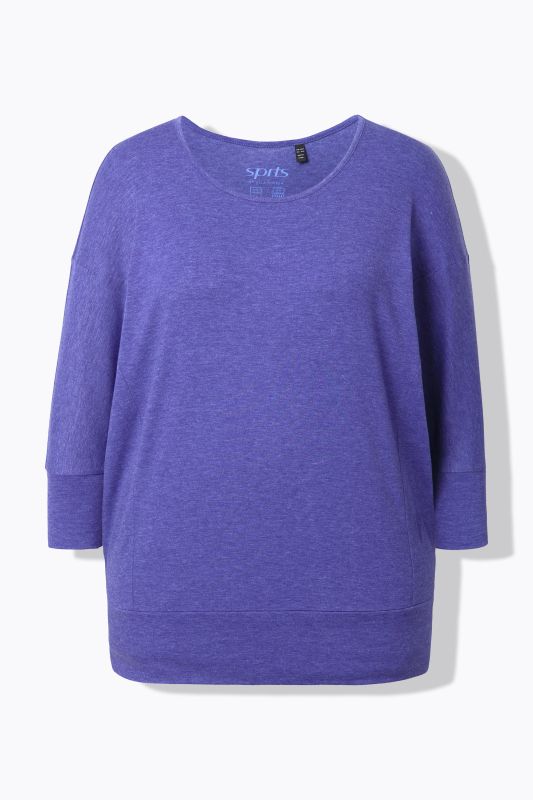 T-shirt de sport oversize, encolure bateau, manches 3/4