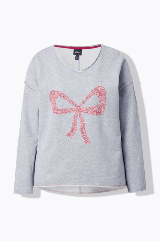 Sweat-shirt oversize, motif grand nœud, manches longues et col en V