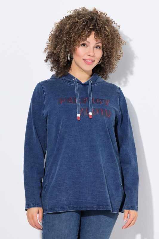 Sweat-shirt à capuche, manches longues, poches et broderie contrastante