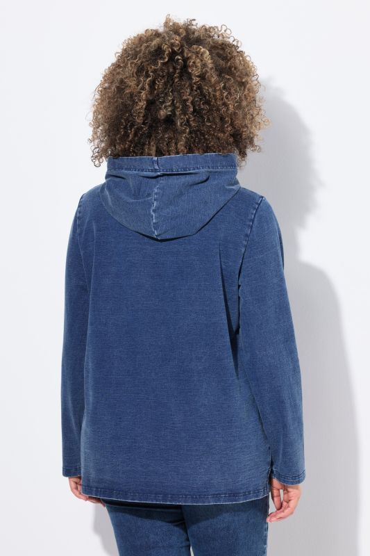 Sweat-shirt à capuche, manches longues, poches et broderie contrastante