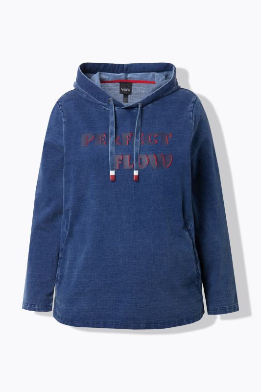 Sweat-shirt à capuche, manches longues, poches et broderie contrastante