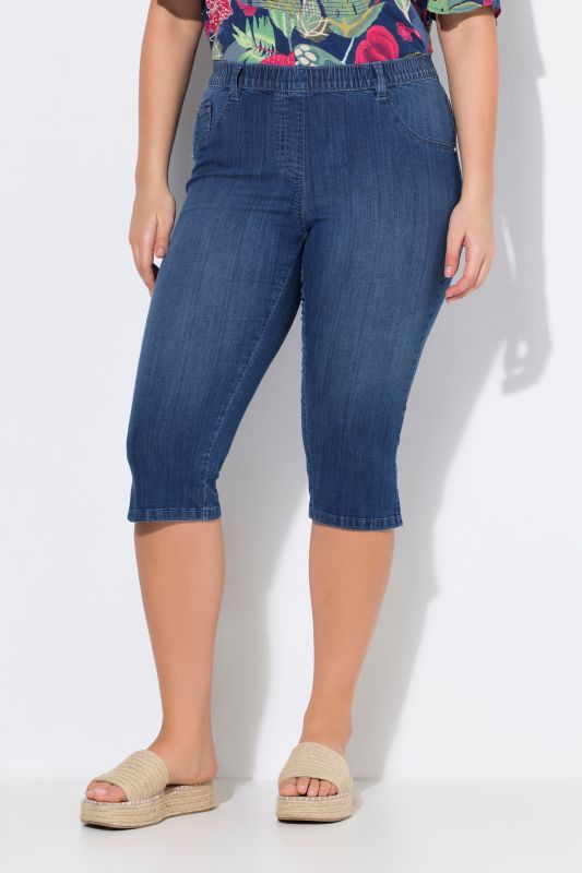 Corsaire en jean Sienna. Taille élastique et jambe étroite