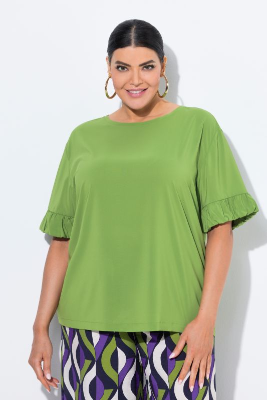 T-shirt oversize, mélange de matières, décolleté rond et manches courtes