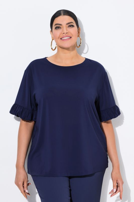 T-shirt oversize, mélange de matières, décolleté rond et manches courtes