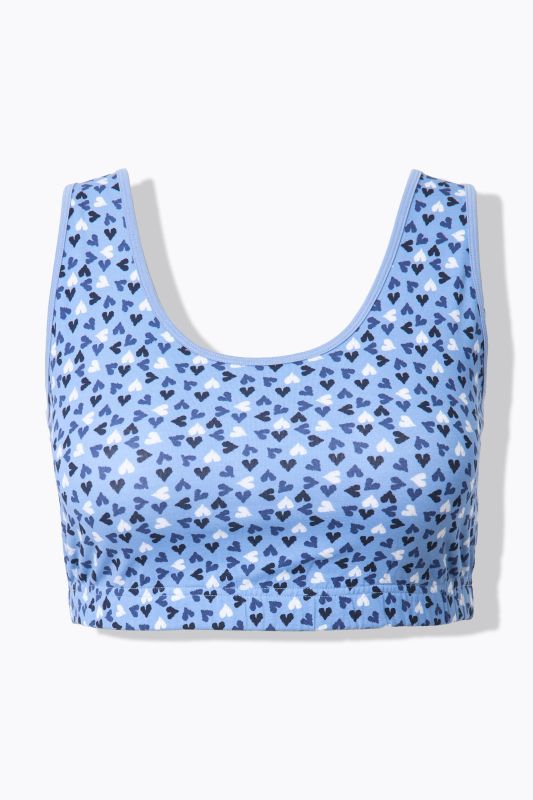 Lot de 2 brassières, décolleté rond, cœurs/uni