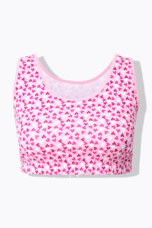 Lot de 2 brassières, décolleté rond, cœurs/uni