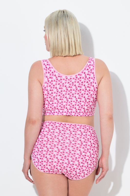 Lot de 2 brassières, décolleté rond, cœurs/uni