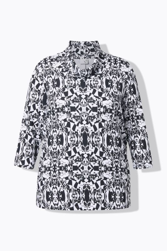 T-shirt motif chats, coupe Classic Fit, col bénitier et manches 3/4