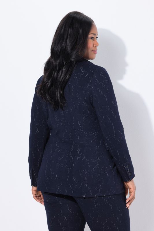Blazer en jersey motif jacquard, col à revers et manches longues