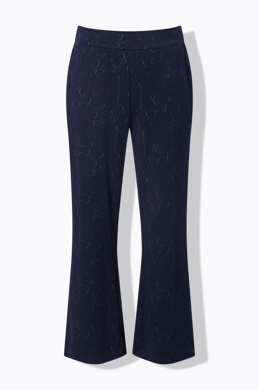 Pantalon en jersey motif jacquard, jambe droite et large, taille élastique