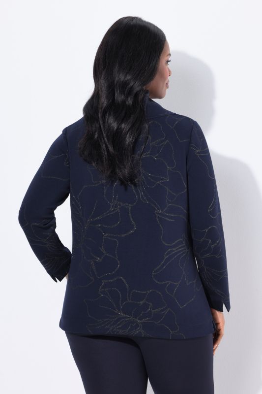 Sweat-shirt motif à fleurs, col montant et manches longues, modal mélangé