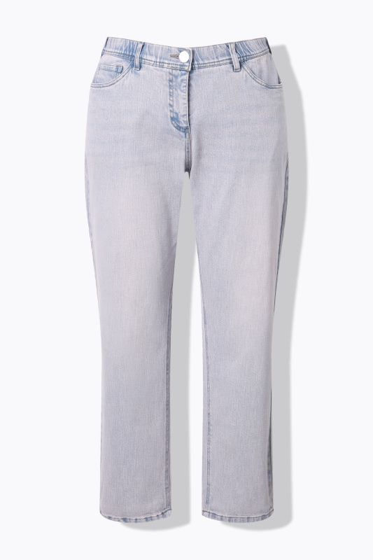 Jean Boyfriend en denim coloré, tissu stretch et confortable