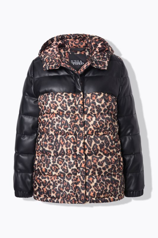 Doudoune matelassée HYPRAR, motif léopard/aspect cuir, matière recyclée