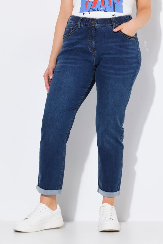 Jean Boyfriend, coupe 5 poches et jambe large, matière recyclée