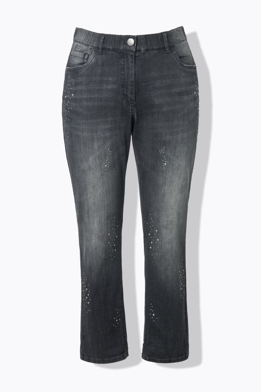 Jean Boyfriend, denim stretch et rivets fantaisie