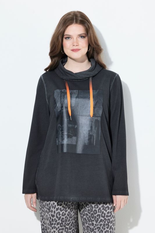 Sweat-shirt New York, col montant et manches longues, molleton teint à froid