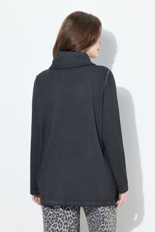 Sweat-shirt New York, col montant et manches longues, molleton teint à froid