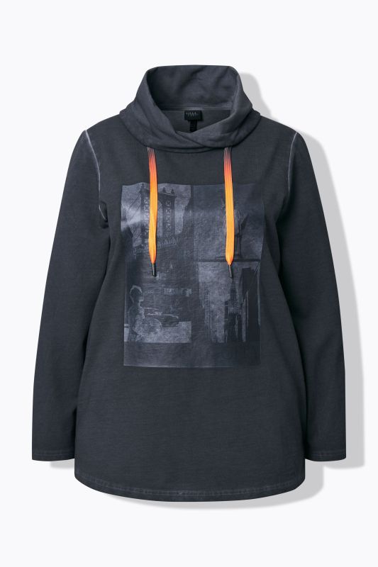 Sweat-shirt New York, col montant et manches longues, molleton teint à froid
