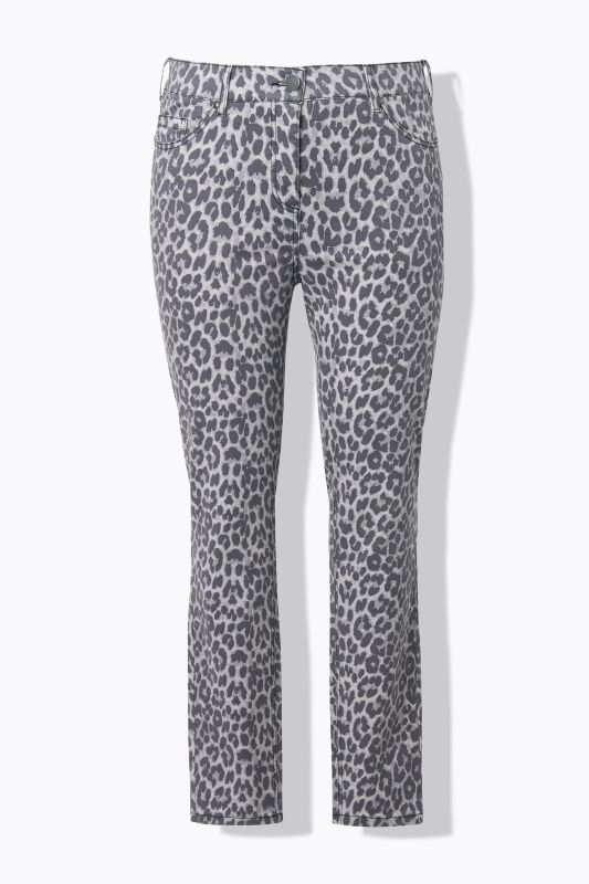 Jean Sarah motif léopard, jambe étroite et sergé stretch
