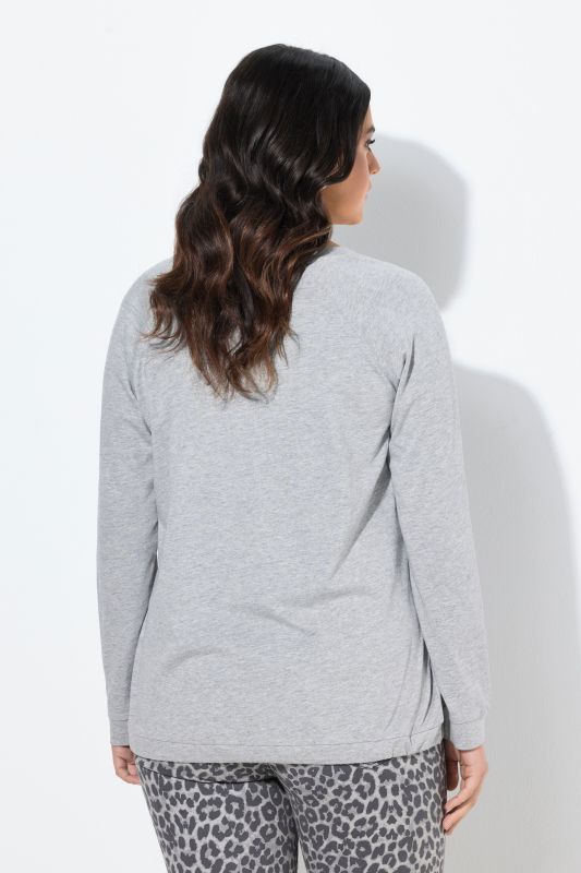 T-shirt décolleté rond et manches longues, cordon de serrage à la base, coupe Boxy Fit