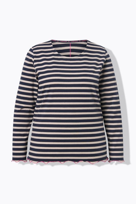 T-shirt rayé, manches longues et décolleté rond