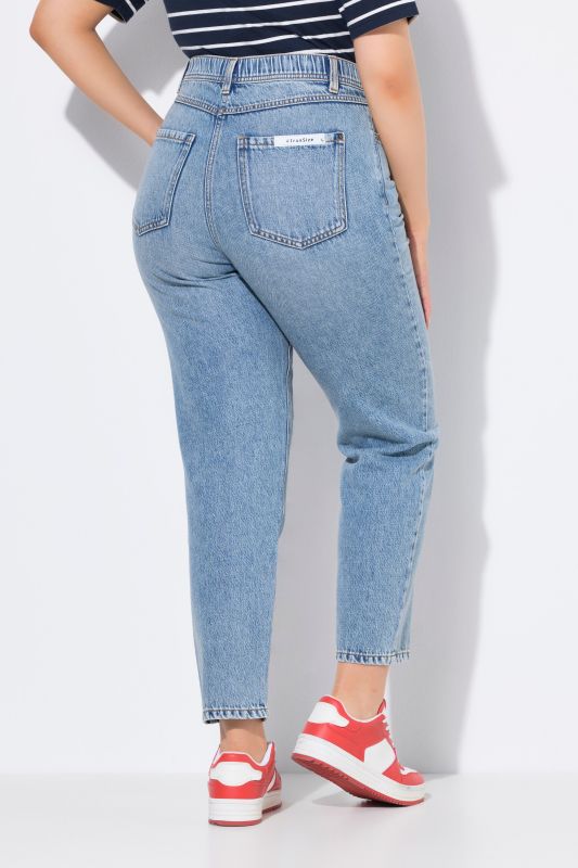 Jean Mom, coupe carotte. Mélange lyocell-denim
