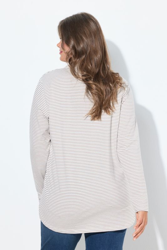 T-shirt rayé, col polo et manches longues