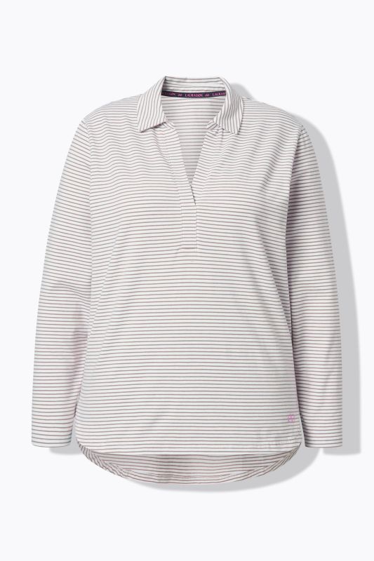 T-shirt rayé, col polo et manches longues