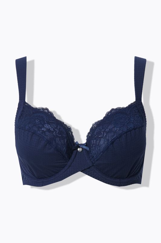 Soutien-gorge à armatures et bonnets souples. Jacquard et dentelle – bonnet B-G