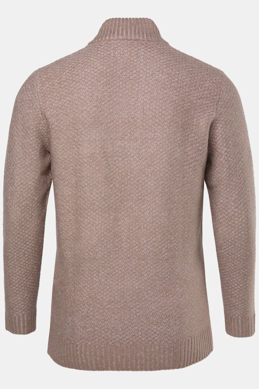 Pull camionneur en maille JP 1880, col avec patte de boutonnage, maille texturée CashmereTouch - jusqu'au 7 XL