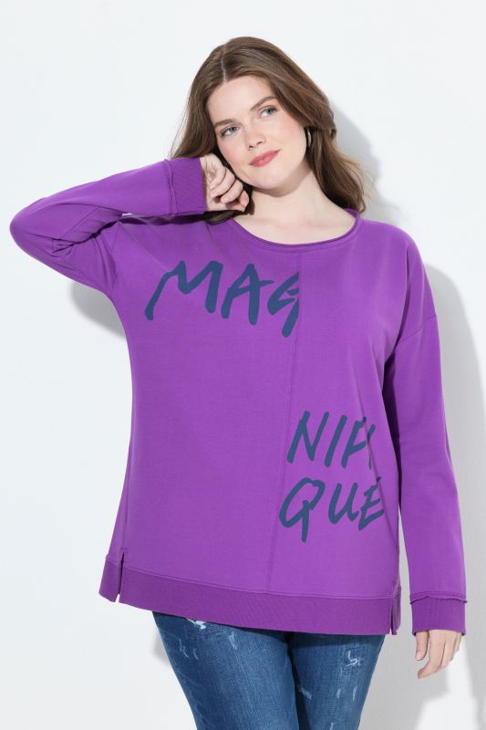 Sweat-shirt oversize avec message, col rond et manches longues