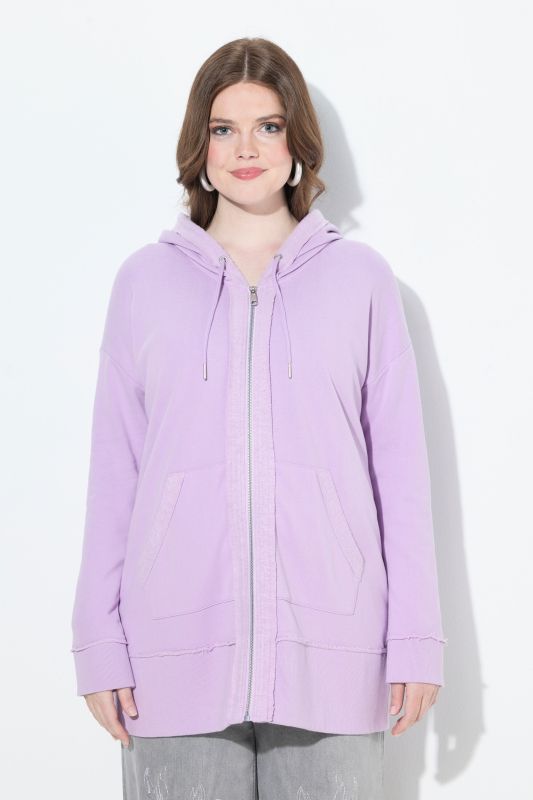 Veste à capuche, manches longues et bords francs