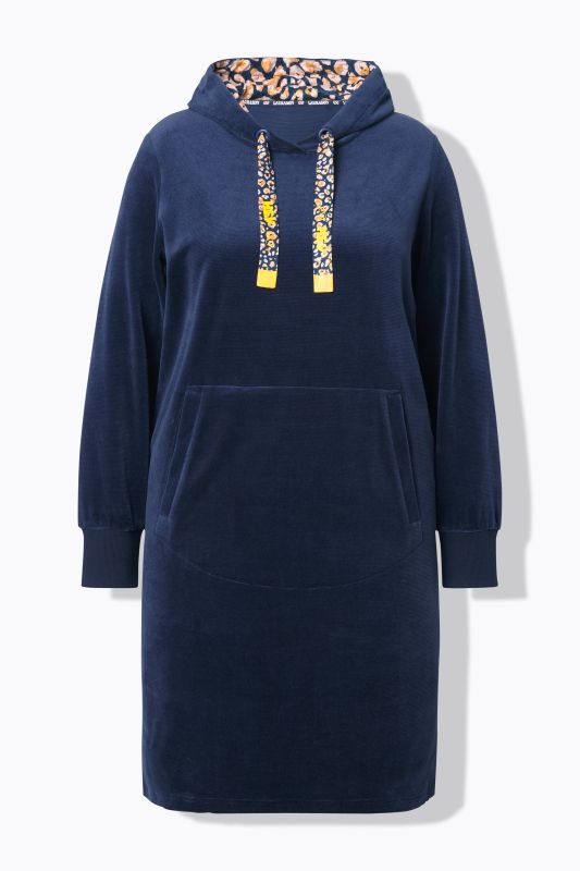 Robe à capuche et manches longues, aspect velours côtelé raffiné