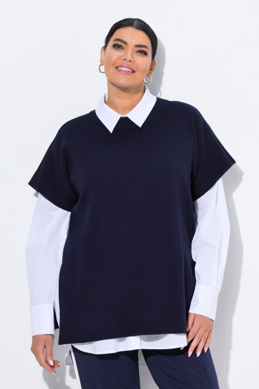 Pull sans manches, coupe oversize, col ras du cou