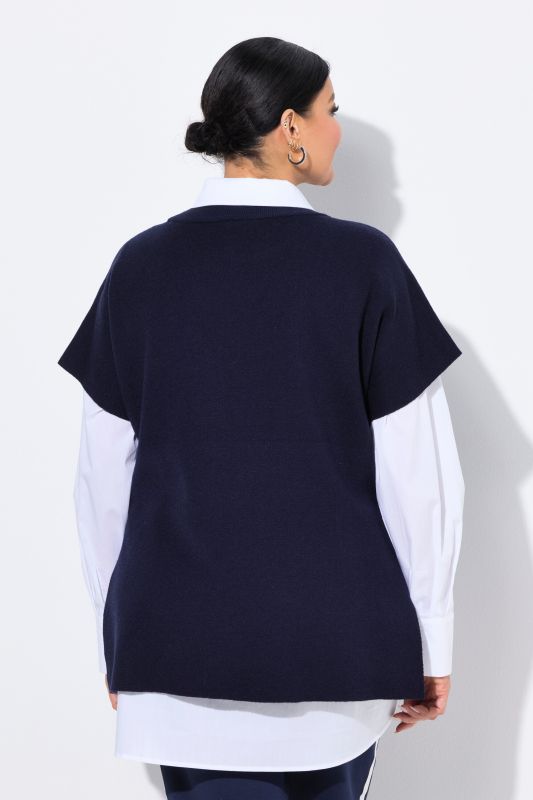Pull sans manches, coupe oversize, col ras du cou