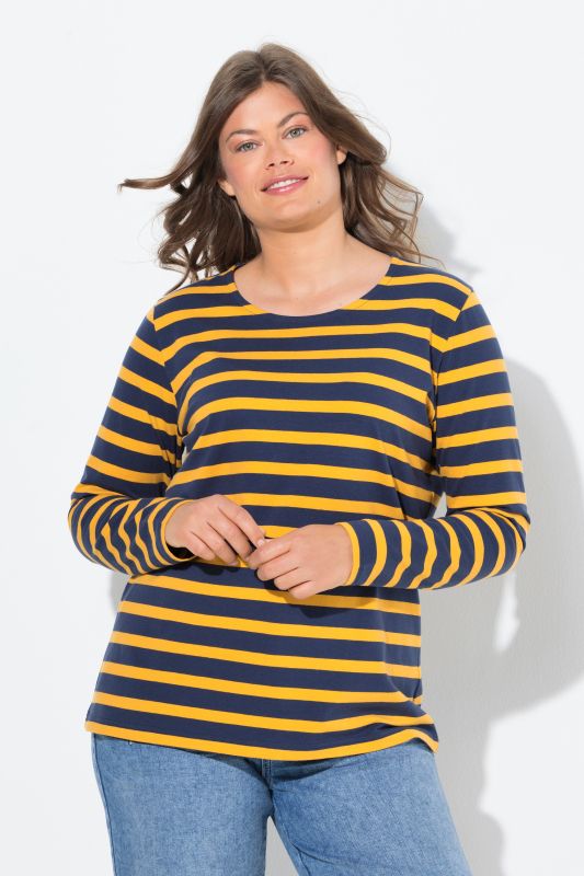 T-shirt rayé, manches longues et décolleté rond