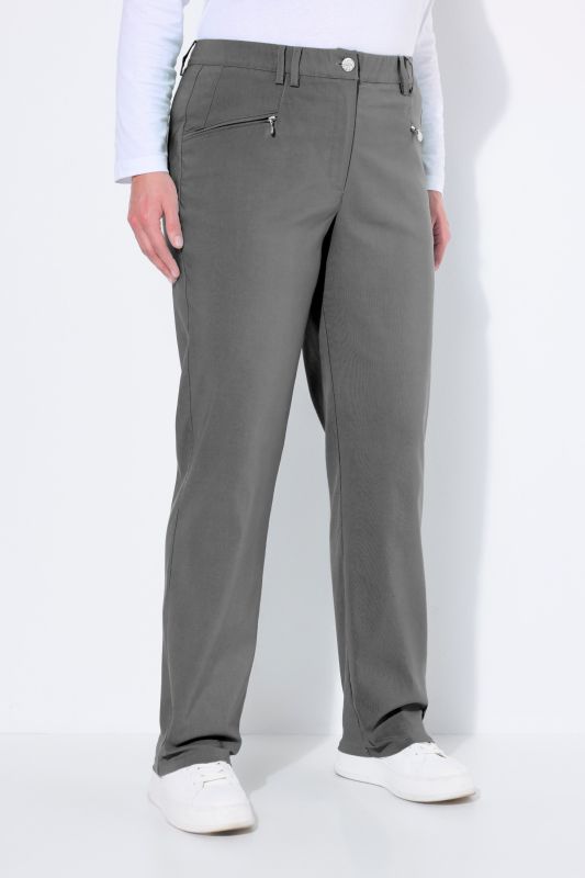 Pantalon Mony en tissu stretch thermique, jambe légèrement carotte, poches zippées
