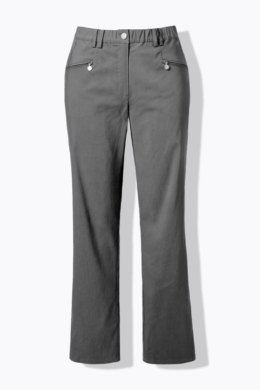 Pantalon Mony en tissu stretch thermique, jambe légèrement carotte, poches zippées