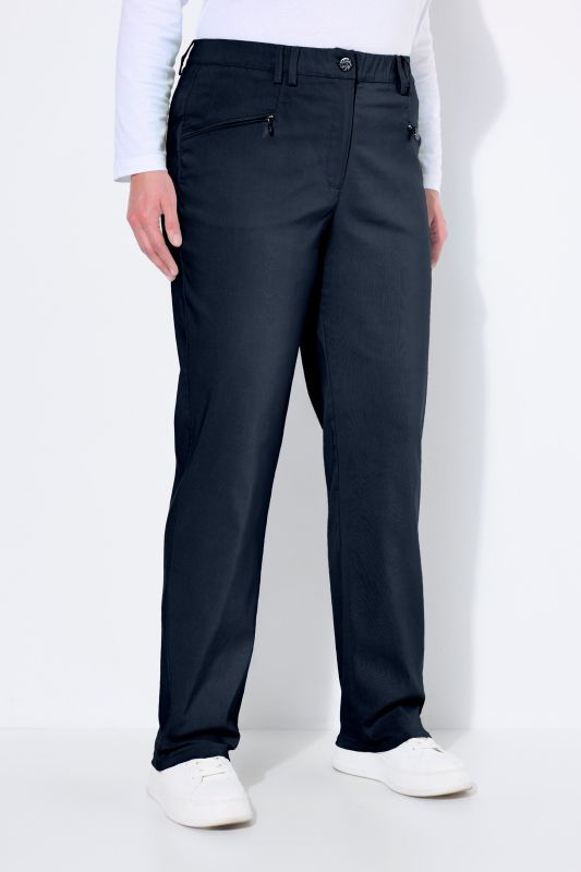 Pantalon Mony en tissu stretch thermique, jambe légèrement carotte, poches zippées