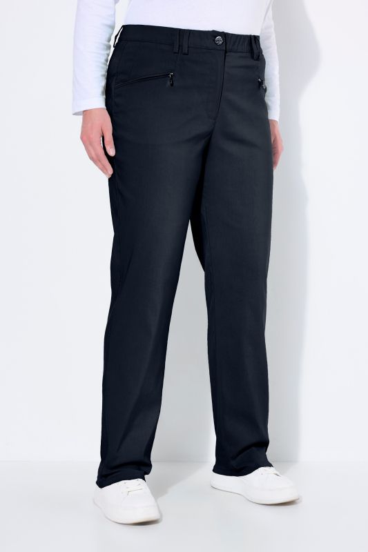 Pantalon Mony en tissu stretch thermique, jambe légèrement carotte, poches zippées