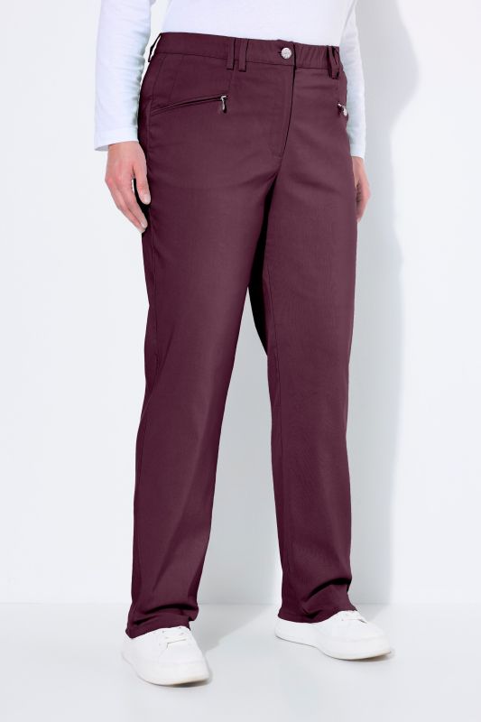 Pantalon Mony en tissu stretch thermique, jambe légèrement carotte, poches zippées