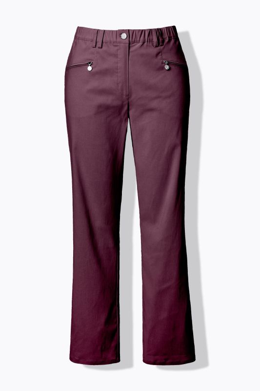 Pantalon Mony en tissu stretch thermique, jambe légèrement carotte, poches zippées